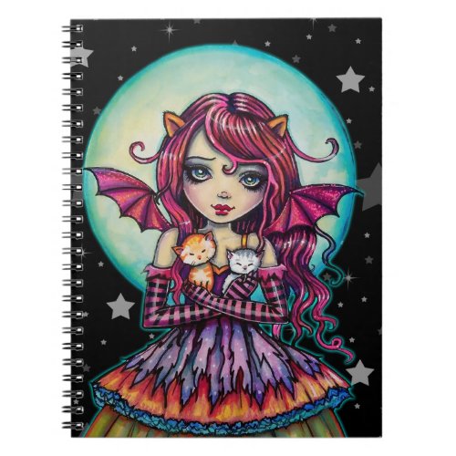 Halloween Vampire Fairy with Two Cats Notebook