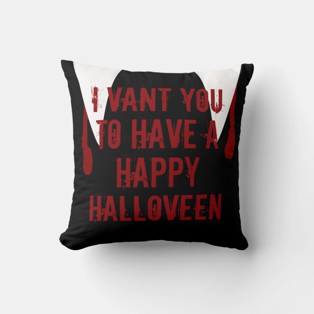 Halloween Vampire Fangs and Blood Throw Pillow (Front)