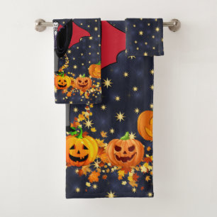 Halloween Vampire Ghost Pumpkins Personalize Bath Towel Set