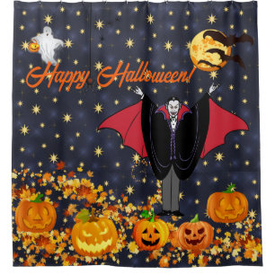 Halloween Vampire Ghost Pumpkins Personalize Shower Curtain