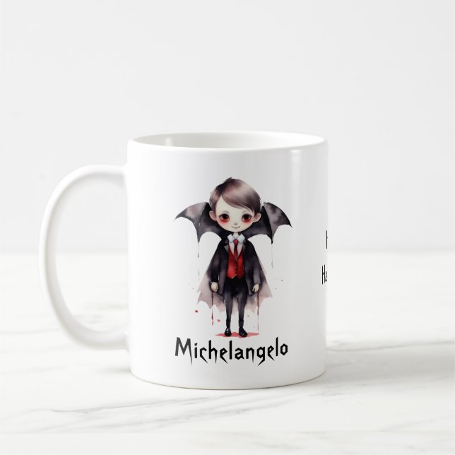 Halloween Vampire Kid Personalize Coffee Mug (Left)