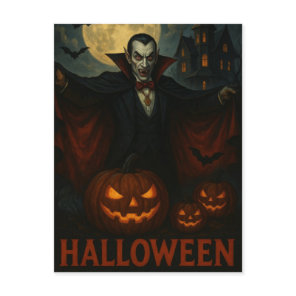 Halloween Vampire Scary Night Pumpkin Postcard