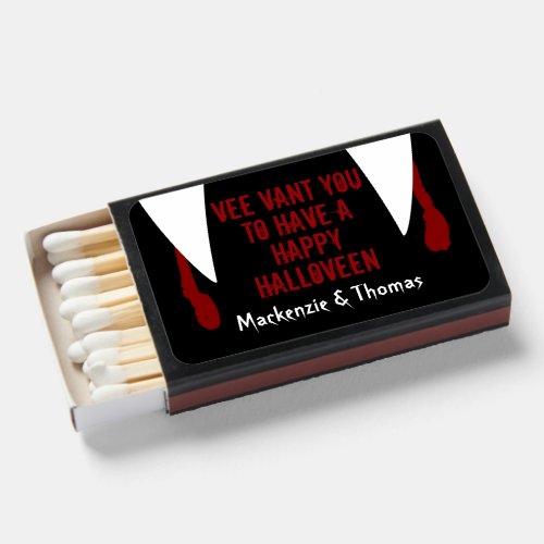 Halloween Vampire Teeth Personalized Favor Matchboxes
