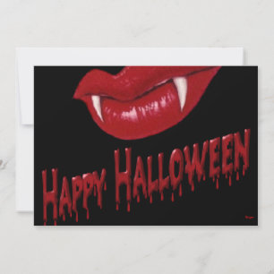 Halloween- Vampire Teeth with Happy Halloween Invitation