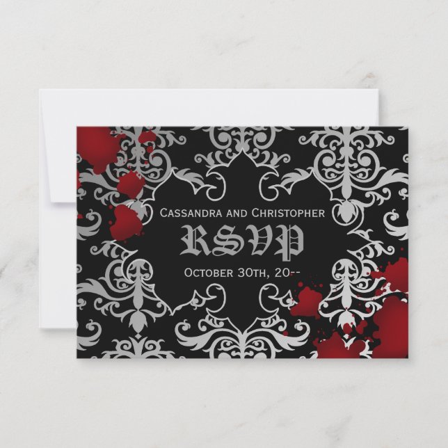 Halloween vampire theme wedding RSVP Card (Front)