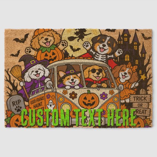 Halloween vampire witch skeleton Dogs Custom Fiber Doormat