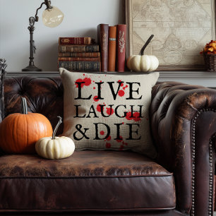 Halloween Version of Live Laugh Love Throw Pillow
