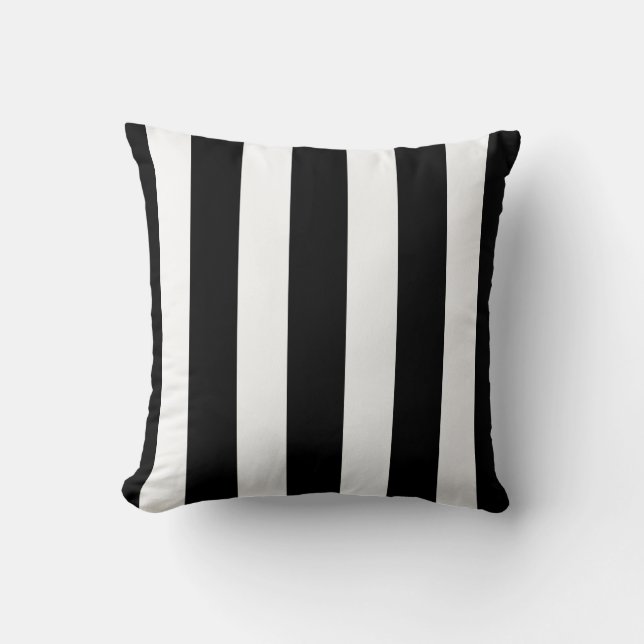 Halloween Vertical White & Black Stripes Throw Pillow (Front)