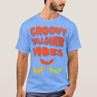 Halloween Vibes Bats Retro Colors T-Shirt