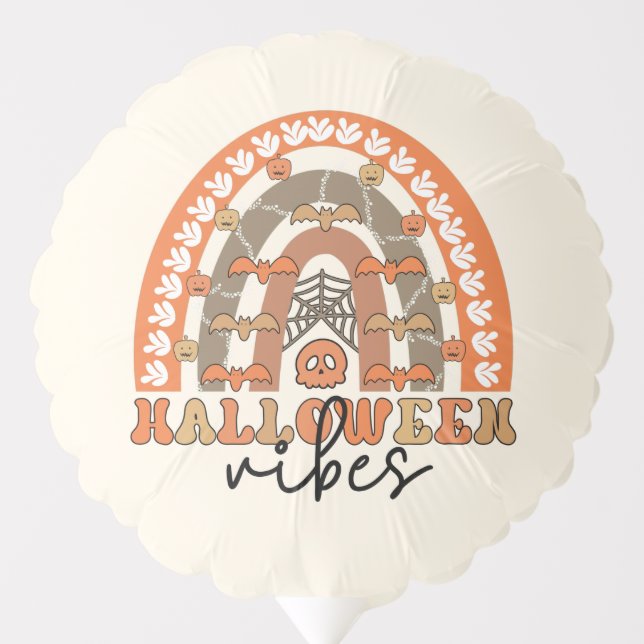Halloween Vibes Boho Rainbow Fall Halloween Balloon (Front)