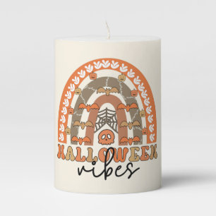 Halloween Vibes Boho Rainbow Fall Halloween Pillar Candle