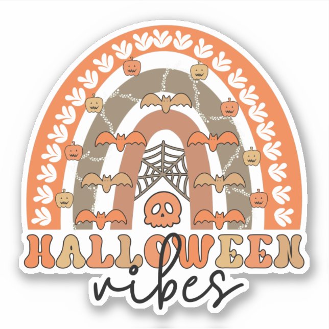 Halloween Vibes Boho Rainbow Fall Halloween Sticker (Front)