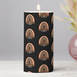 Halloween Vibes Boho Rainbow Fall Spooky Pillar Candle