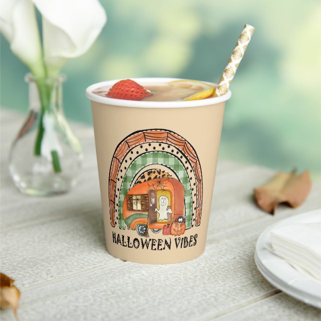 Halloween Vibes – Orange Rainbow Paper Cups (Insitu)