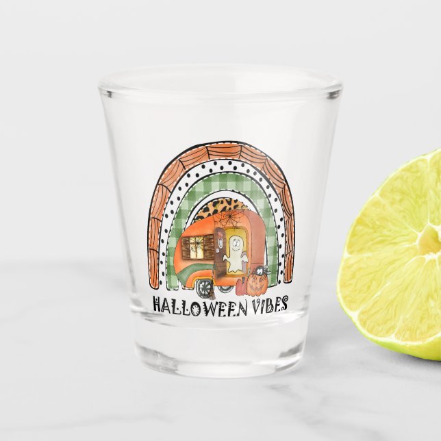 Halloween Vibes – Orange Rainbow Shot Glass (Front)