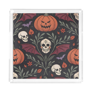 Halloween Vibes Pattern Acrylic Tray