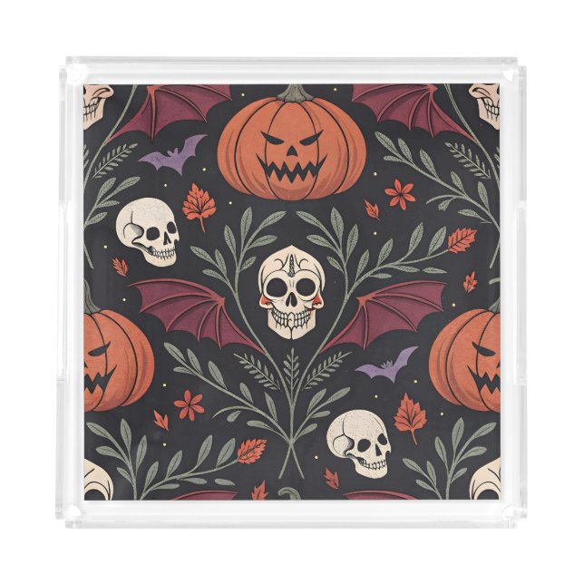 Halloween Vibes Pattern Acrylic Tray (Front)