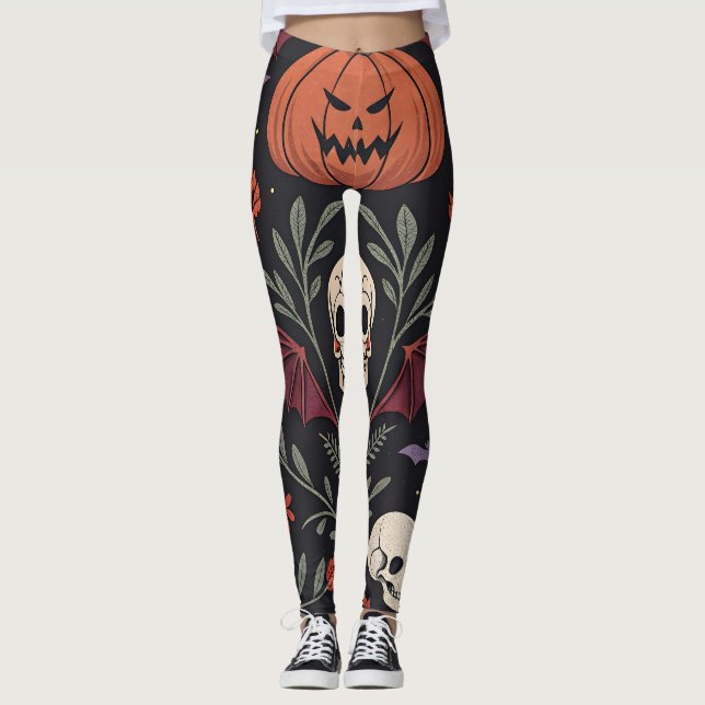 Halloween Vibes Pattern Leggings (Front)