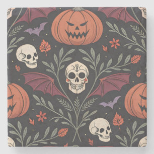 Halloween Vibes Pattern Stone Coaster