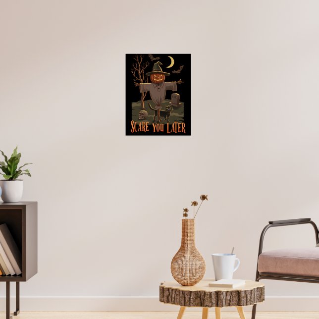 Halloween Vibes – Pumpkin Head Scarecrow Poster (Living Room 3)