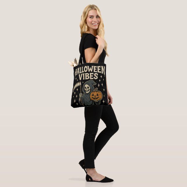 Halloween Vibes Reaper - Black  Tote Bag (On Model)