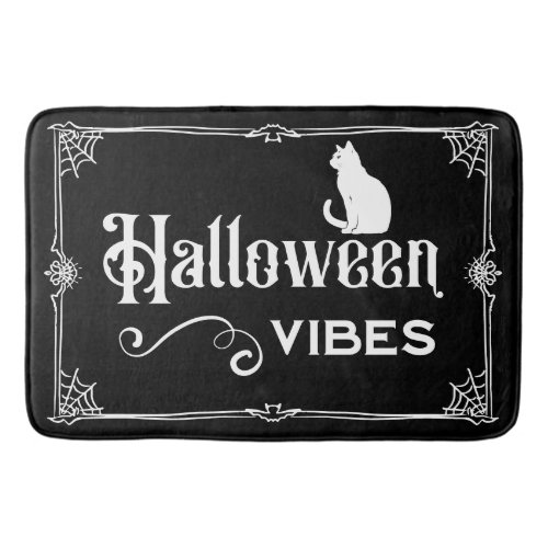 Halloween Vibes Spooky Cat Black Bath Mat