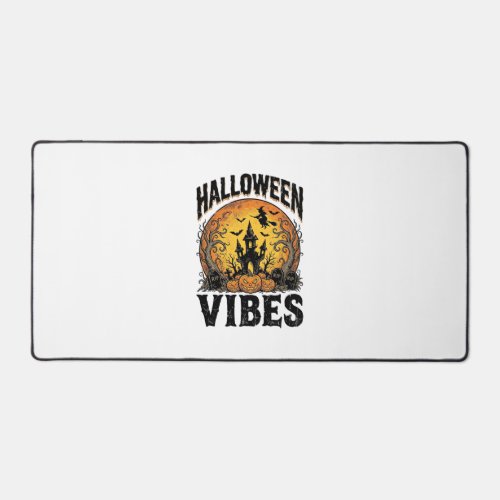 Halloween Vibes Vintage Haunted Moon Shirt Design_ Desk Mat