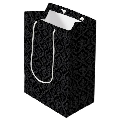 Halloween Victorian Black Brocade Damask Medium Gift Bag