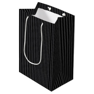 Halloween Victorian Black & Gray Vertical Stripes Medium Gift Bag