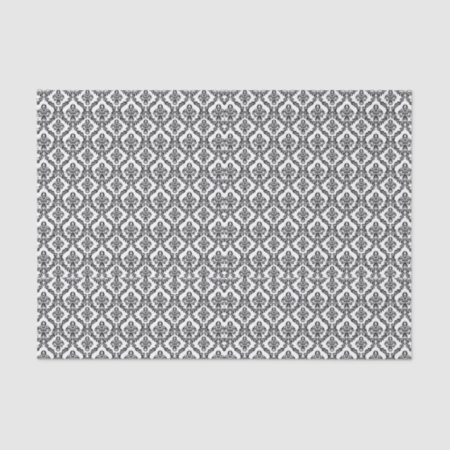 Halloween Victorian Damask Brocade Black on White  Tissue Paper (Front)