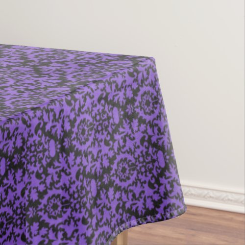 Halloween Victorian Purple  Black Brocade Damask Tablecloth