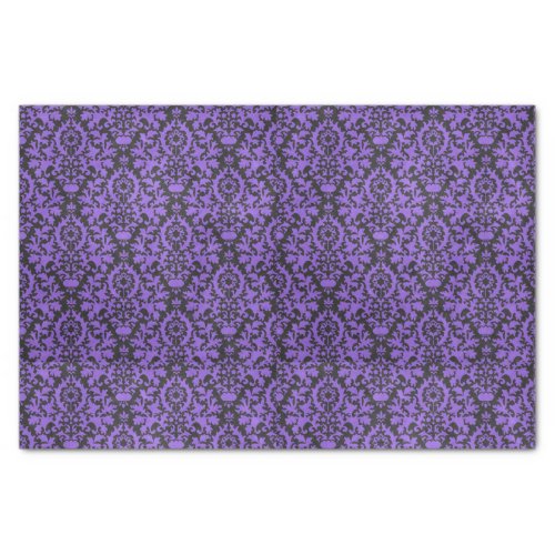 Halloween Victorian Purple  Black Brocade Damask Tissue Paper