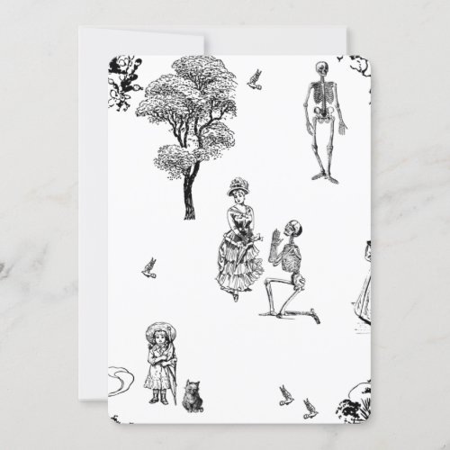 halloween victorian skeleton toile skull invitation