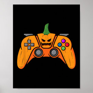 Halloween Video Game Controller With Pumpkin Face  Poster