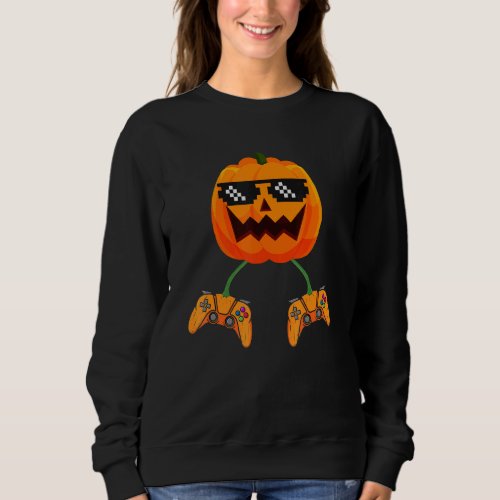 Halloween Video Game Controller With Pumpkin Face  Sweatshirt