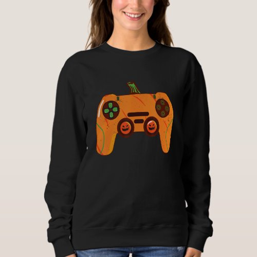 Halloween Video Game Controller With Pumpkin Face  Sweatshirt