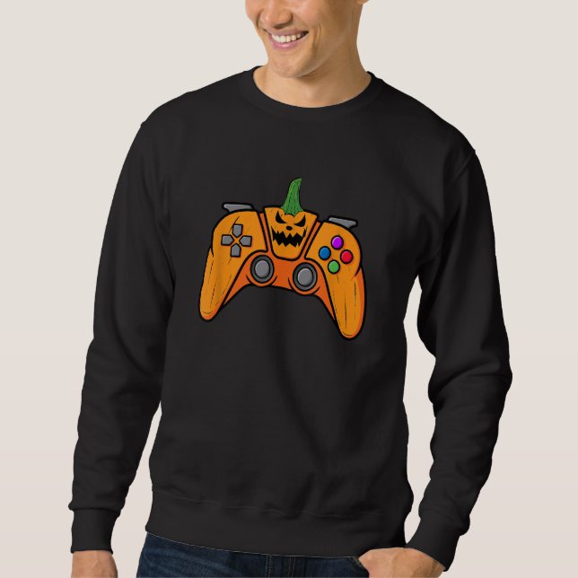 Halloween Video Game Controller With Pumpkin Face  Sweatshirt (Front)