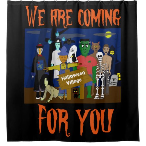 Halloween Village Shower Curtain