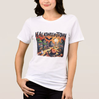 Halloween Village T-Shirt – Enchanting Spooky Scen Tri-Blend Shirt