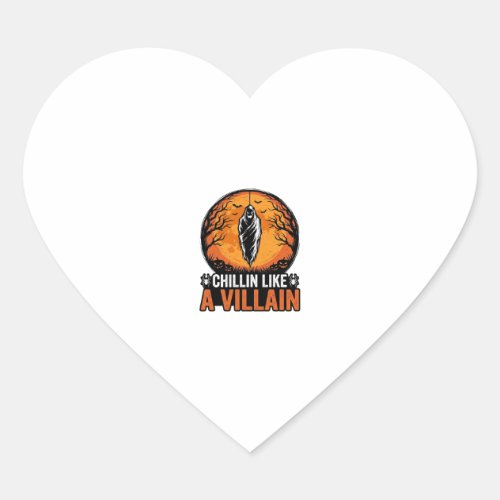 Halloween Villain Vintage Engraving Shirt Design_1 Heart Sticker