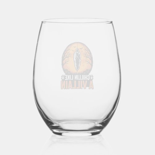 Halloween Villain Vintage Engraving Shirt Design_1 Stemless Wine Glass