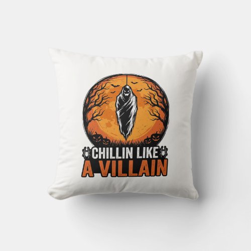 Halloween Villain Vintage Engraving Shirt Design_1 Throw Pillow