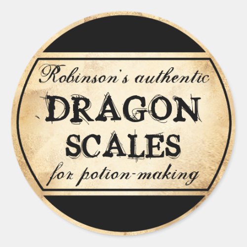 Halloween vintage apothecary dragon scales label