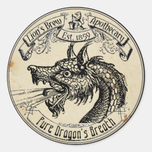 Halloween Vintage Apothecary Dragon's Breath Classic Round Sticker