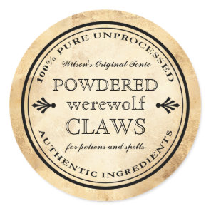 Halloween vintage apothecary werewolf claws label