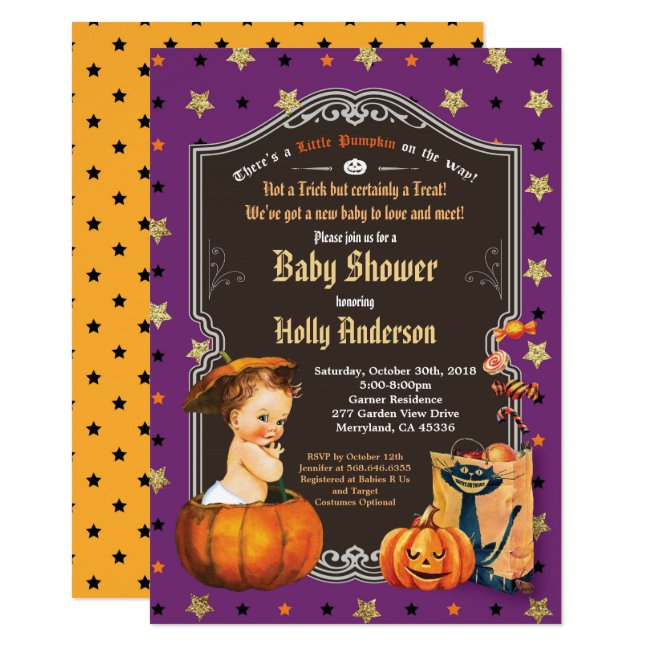 Halloween vintage baby shower retro chalkboard invitation