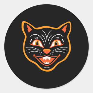 Halloween Vintage Black Cat Classic Round Sticker