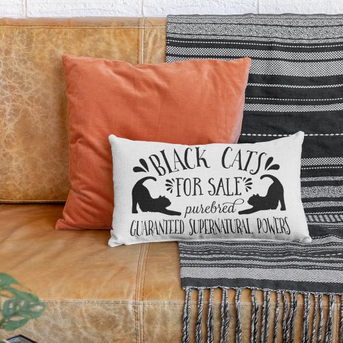 Halloween Vintage Black Cat Lumbar Pillow