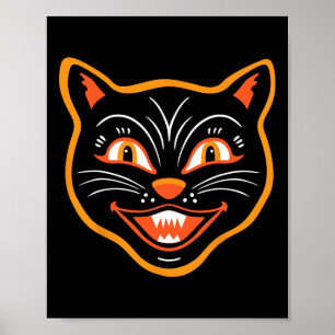 Halloween Vintage Black Cat Poster