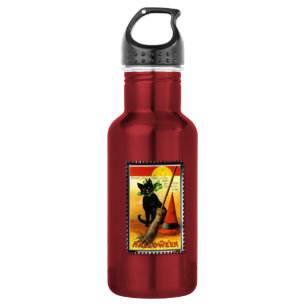 Halloween Vintage Black Cat Stainless Steel Water Bottle